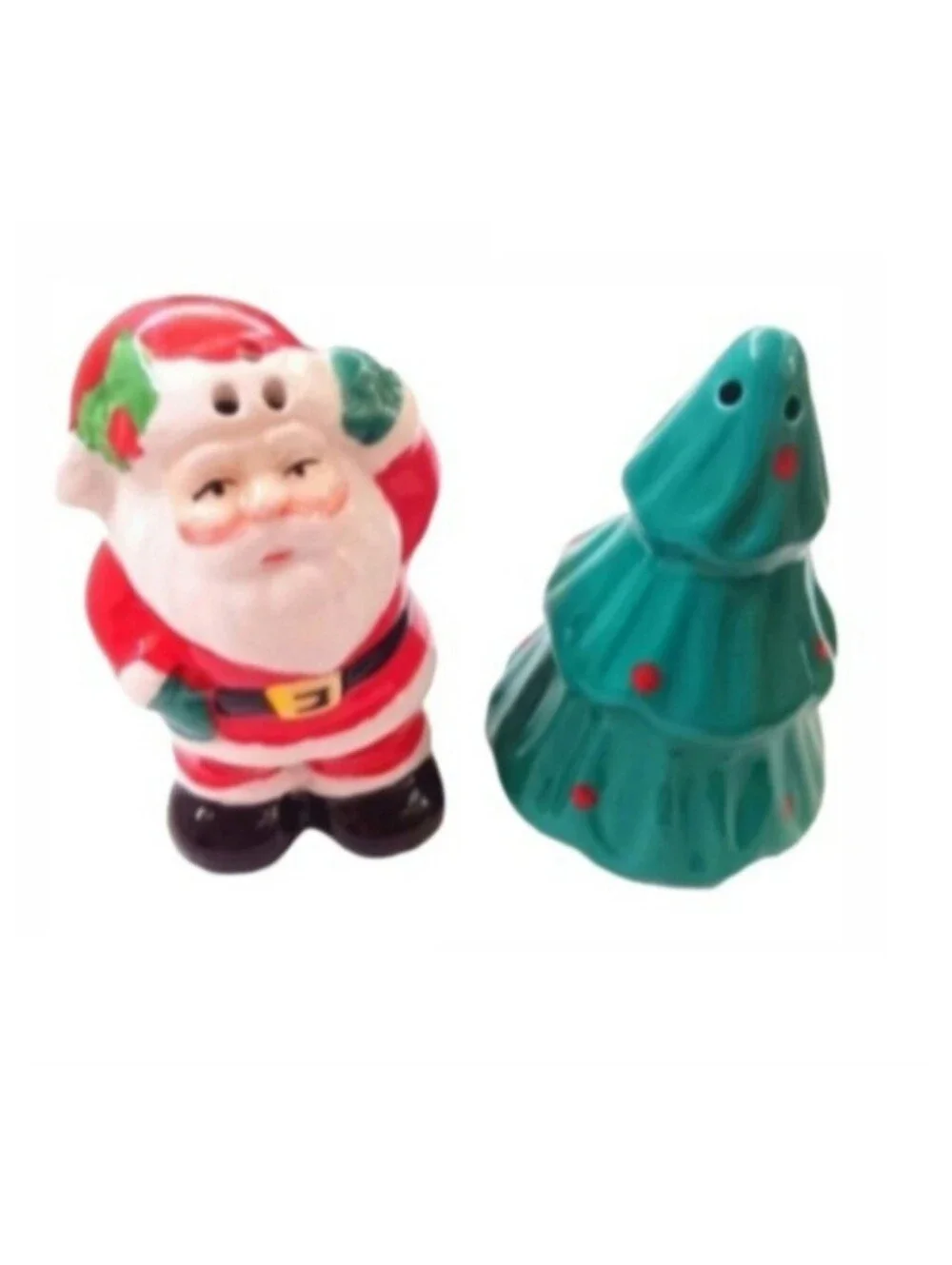 NWOT Celebrate It Ceramic Santa & Christmas Tree Salt & Pepper Shaker